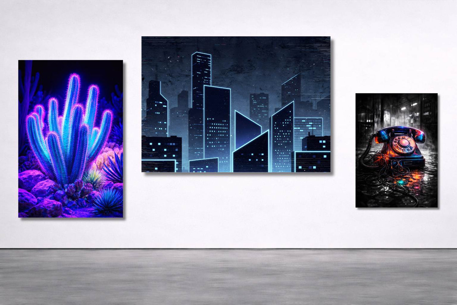 collection de tableaux au thème néon et cyber