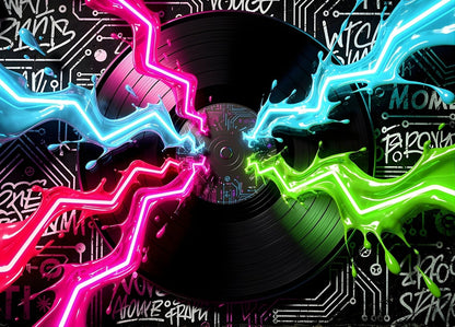 Tableau pop art street art vinyle néon face
