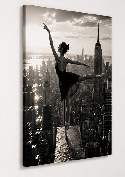 Tableau photographie Above Manhattan sur châssis entoilé présenté légèrement de profil
