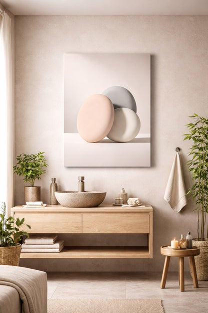 Tableau abstrait design zen aux formes organiques minimalistes
