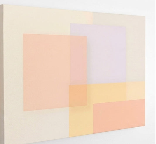 Vue de profil du tableau abstrait révélant la finesse de l'impression haute définition
