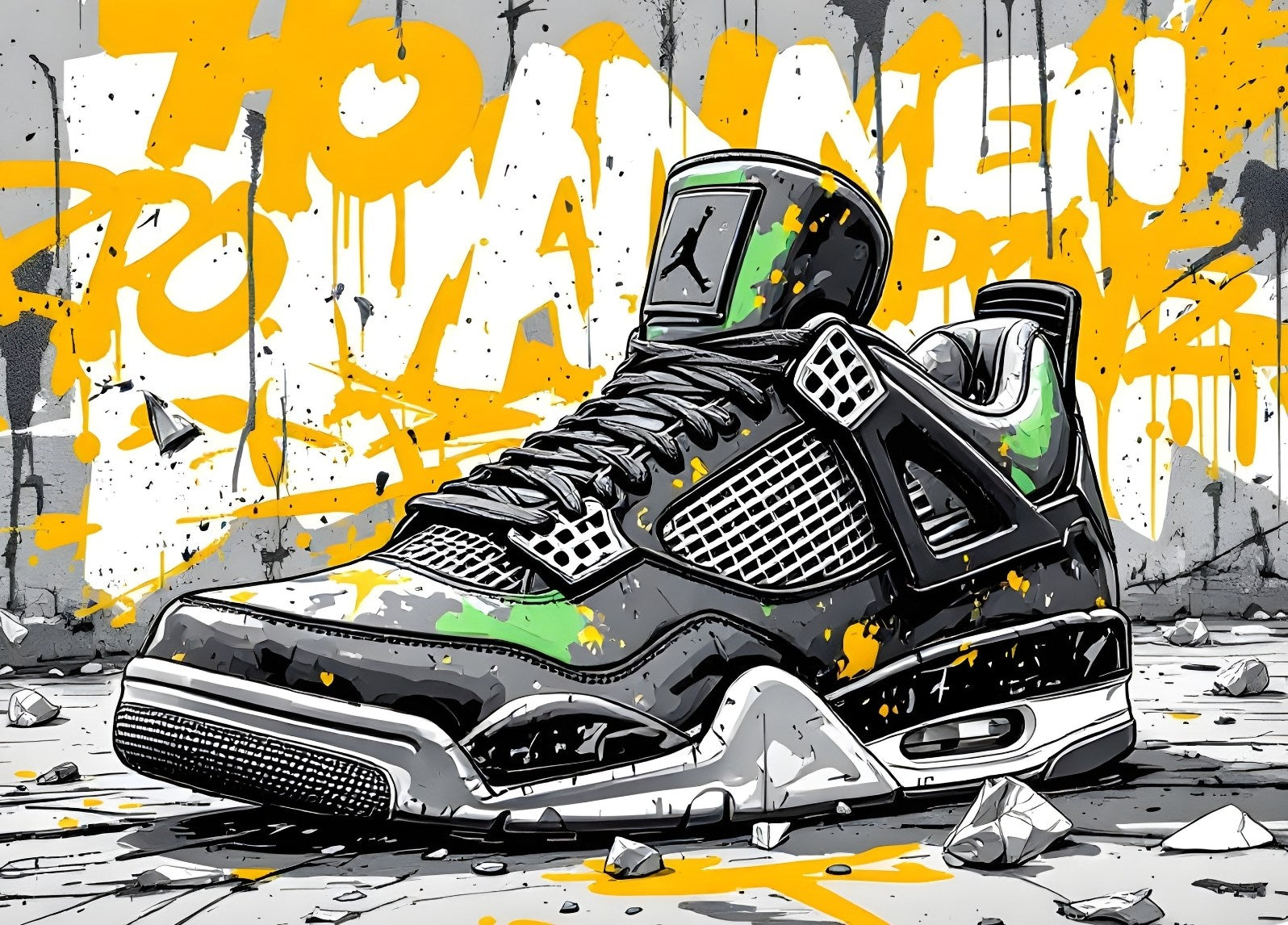 Tableau pop art Nike Air Jordan 4 vue de face
