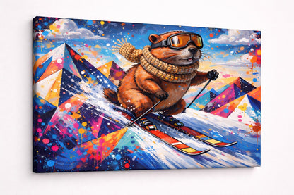 Détails projections de peinture et paysage montagne stylisé
