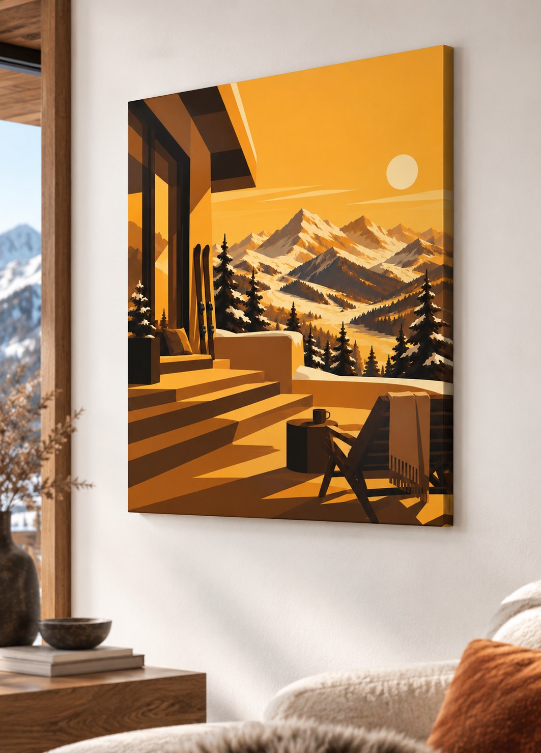 Tableau montagne orange imprimé sur toile

