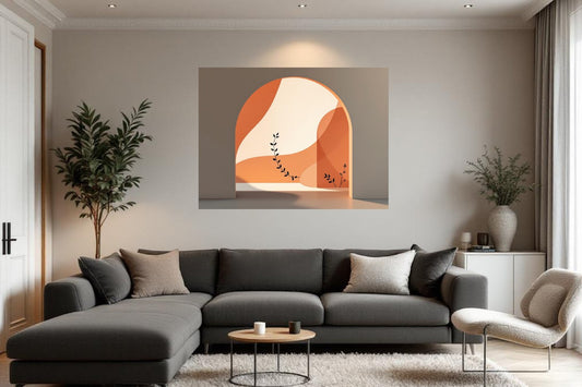 Détails de formes courbes et palette chaleureuse dans un style abstrait contemporain
