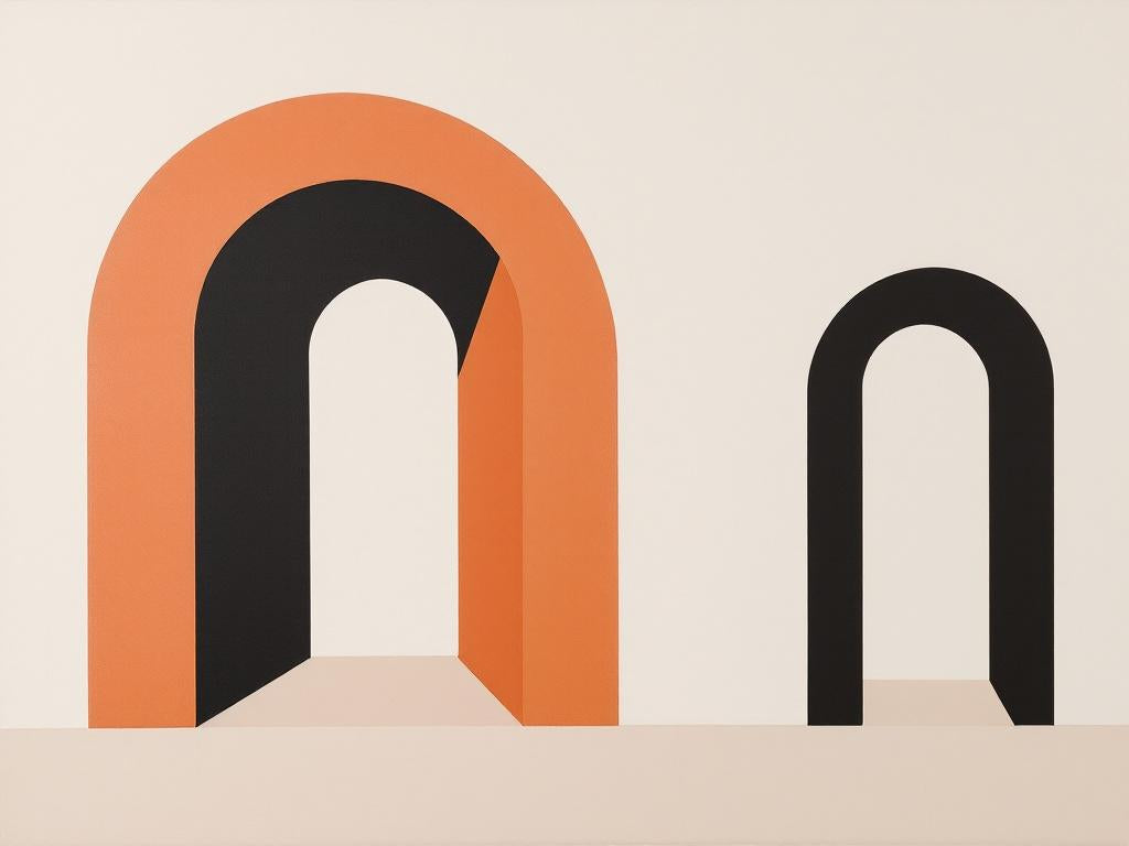 Tableau abstrait minimaliste formes géométriques
