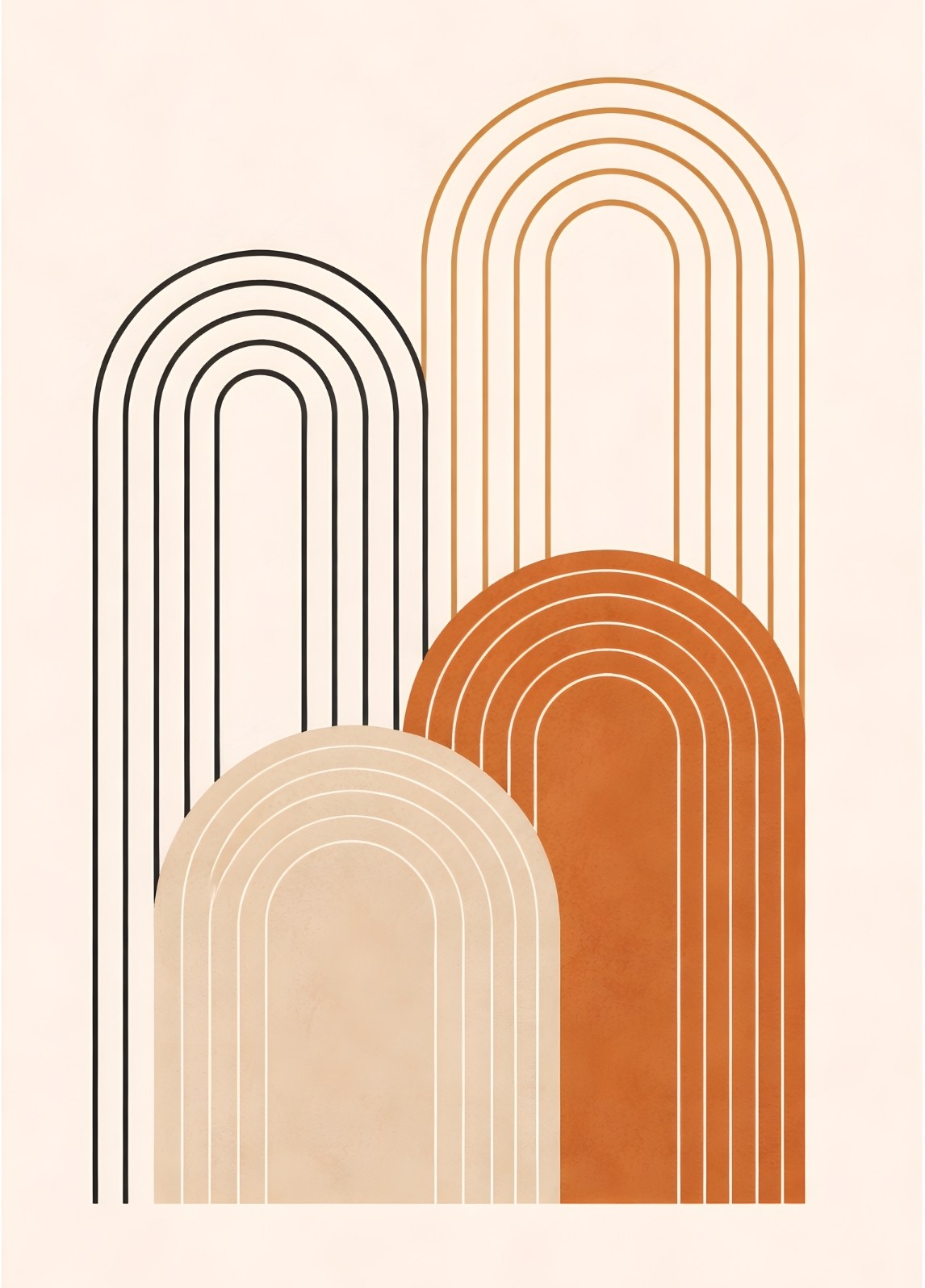 Tableau minimaliste arches graphiques vue de face
