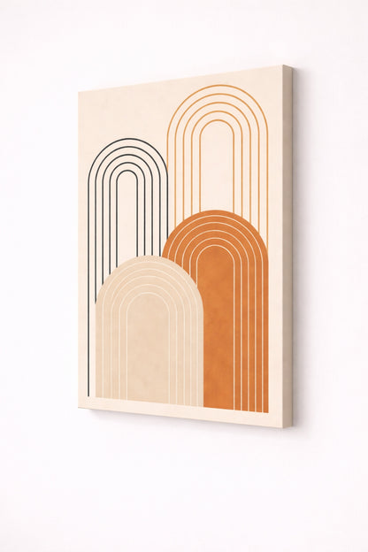 Tableau minimaliste arches graphiques vue de profil
