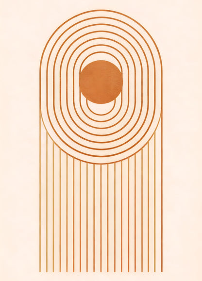 Tableau minimaliste abstrait aux arches graphiques vue de face
