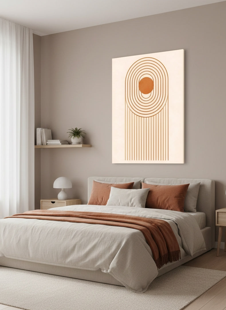 Tableau minimaliste abstrait en décoration murale intérieure
