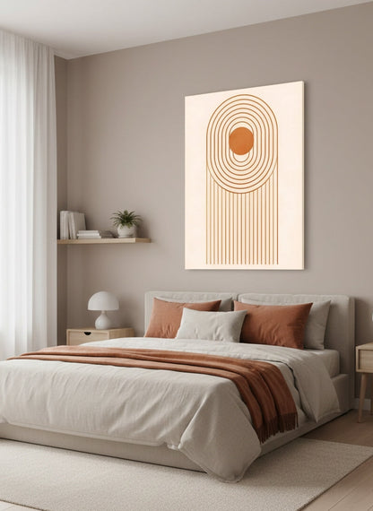 Tableau minimaliste abstrait en décoration murale intérieure
