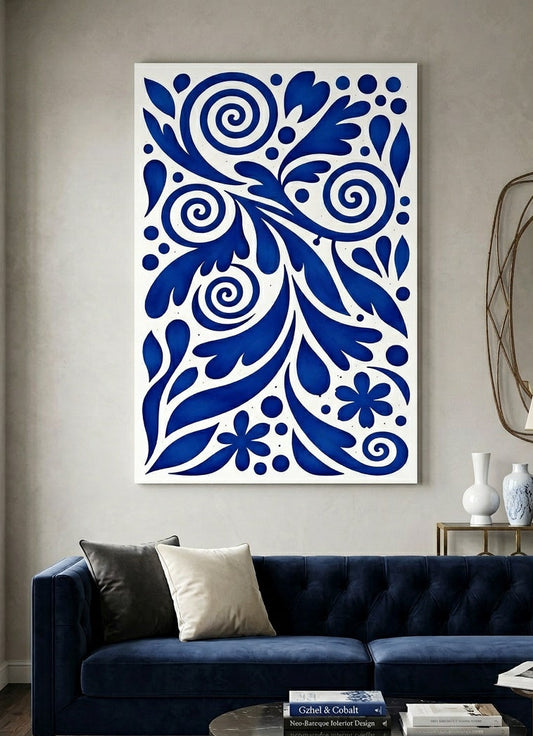 Tableau mural abstrait bleu inspiration Matisse style contemporain
