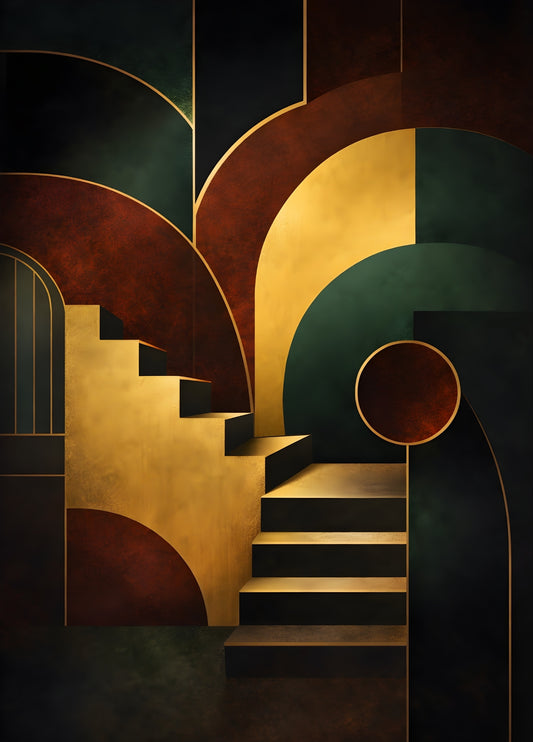 Tableau abstrait art déco moderne vue de face
