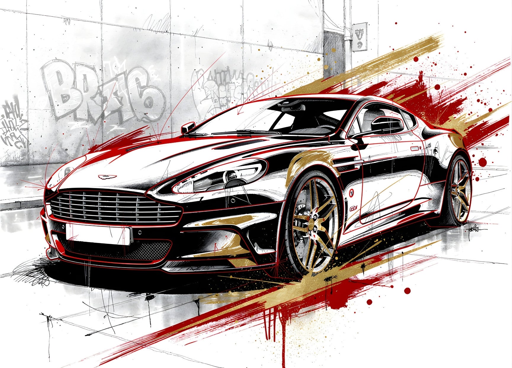 Tableau voiture Aston Martin design automobile décoration murale
