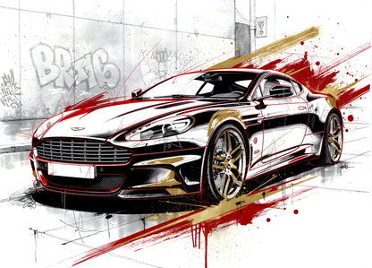 Tableau voiture Aston Martin design automobile décoration murale
