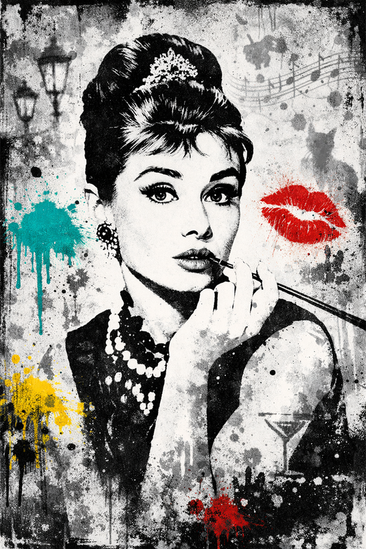 Portrait pop art Audrey Hepburn vue de face
