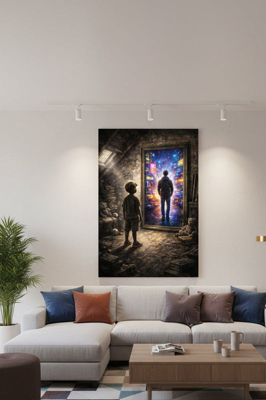 Tableau art imaginaire en situation décorative
