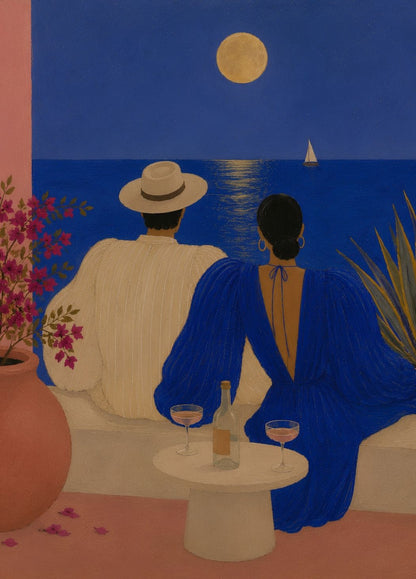 Tableau Blue Hour sur châssis entoilé présenté légèrement de profil
