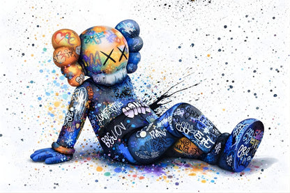Tableau pop art inspire Kaws vue de face
