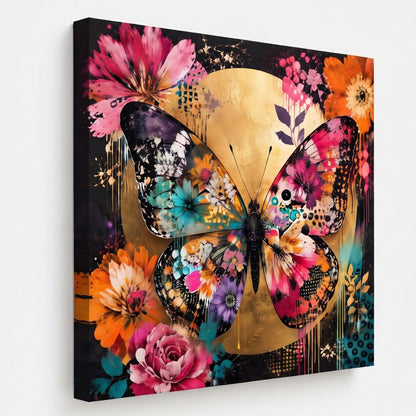 Tableau papillon floral coloré imprimé sur toile
