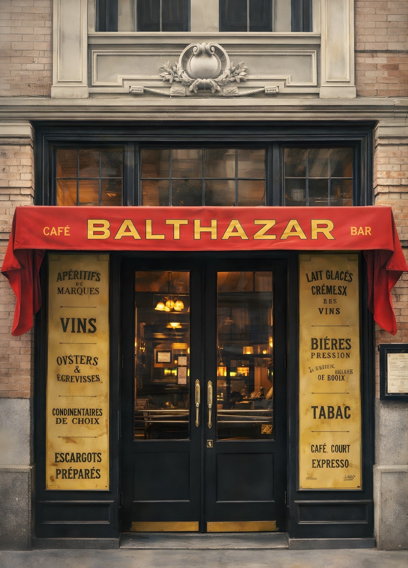 Facade iconique du Café Balthazar à New-York en style urbain chic
