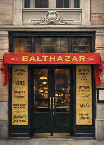 Facade iconique du Café Balthazar à New-York en style urbain chic
