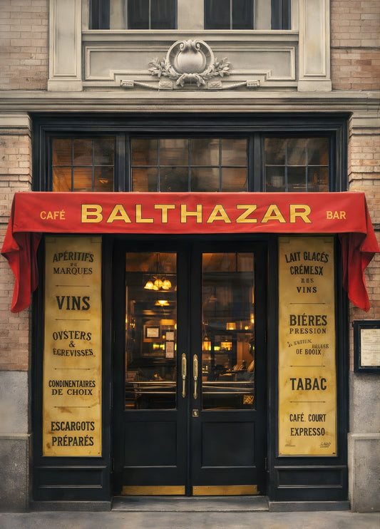 Facade iconique du Café Balthazar à New-York en style urbain chic
