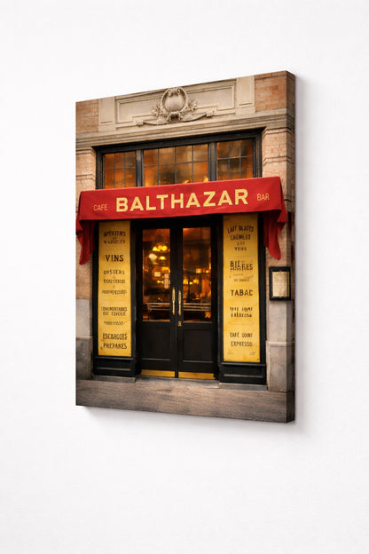 Devanture du Café Balthazar, lieu mythique parisien
