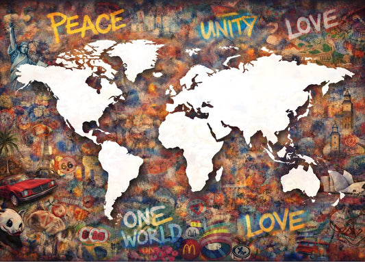 Carte du monde pop art vue de face
