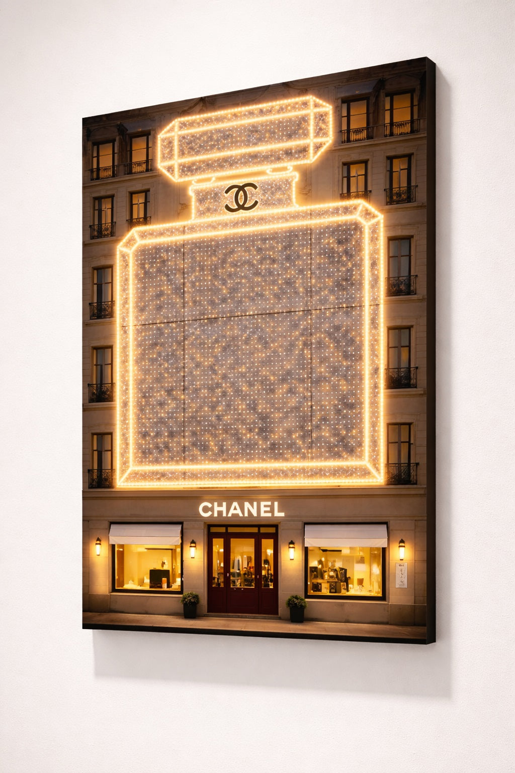 Tableau lieu iconique parisien luxe nocturne
