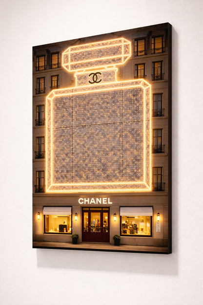 Tableau lieu iconique parisien luxe nocturne
