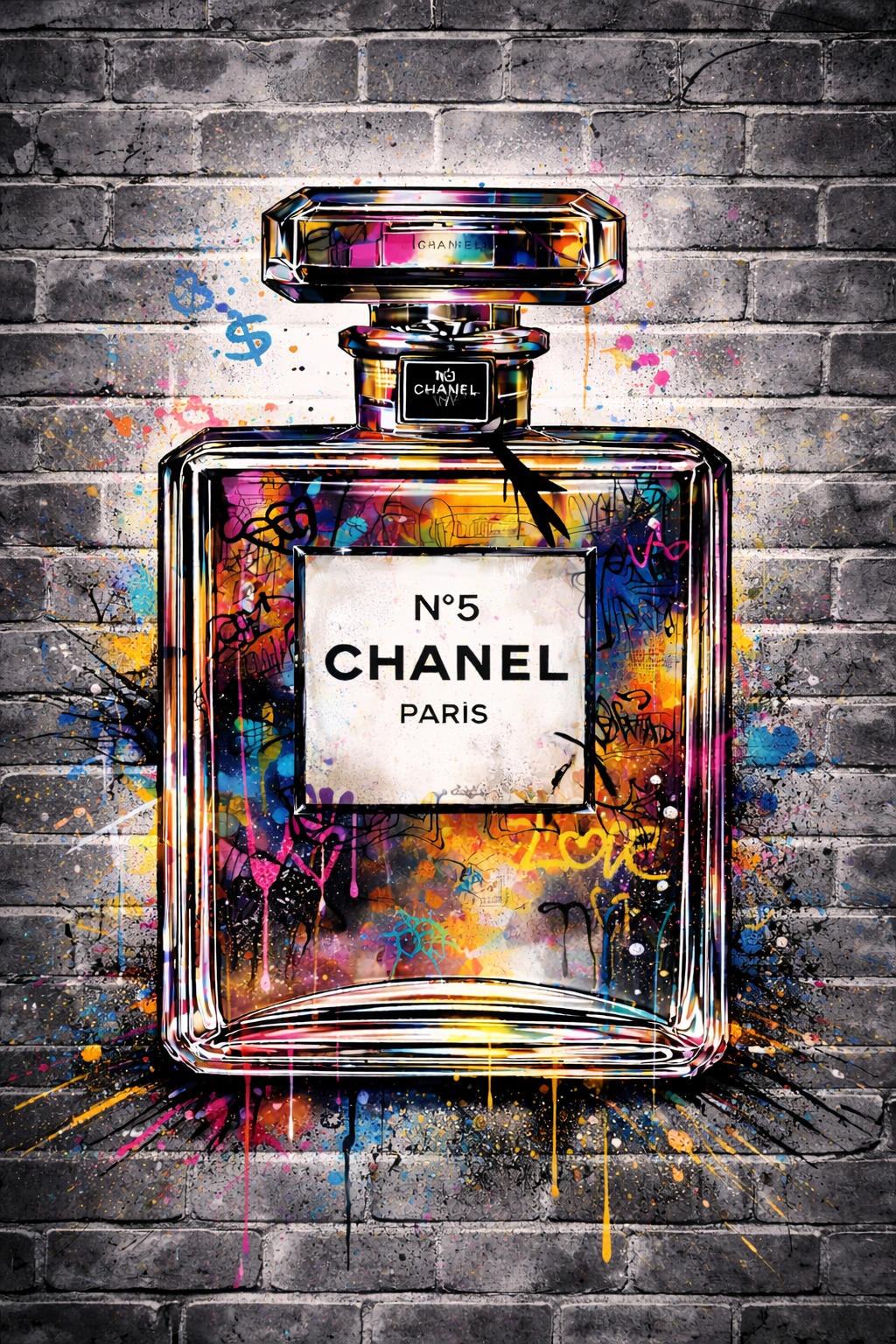 Tableau pop art Chanel N°5 vue de face
