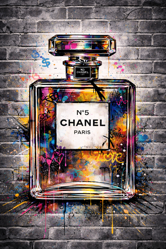 Tableau pop art Chanel N°5 vue de face
