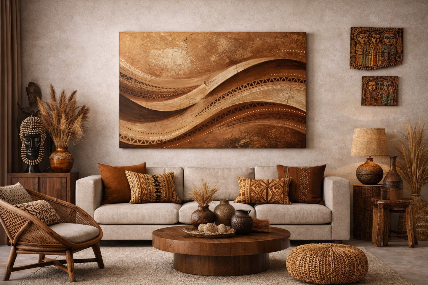 Tableau afro bohème pour intérieur chaleureux
