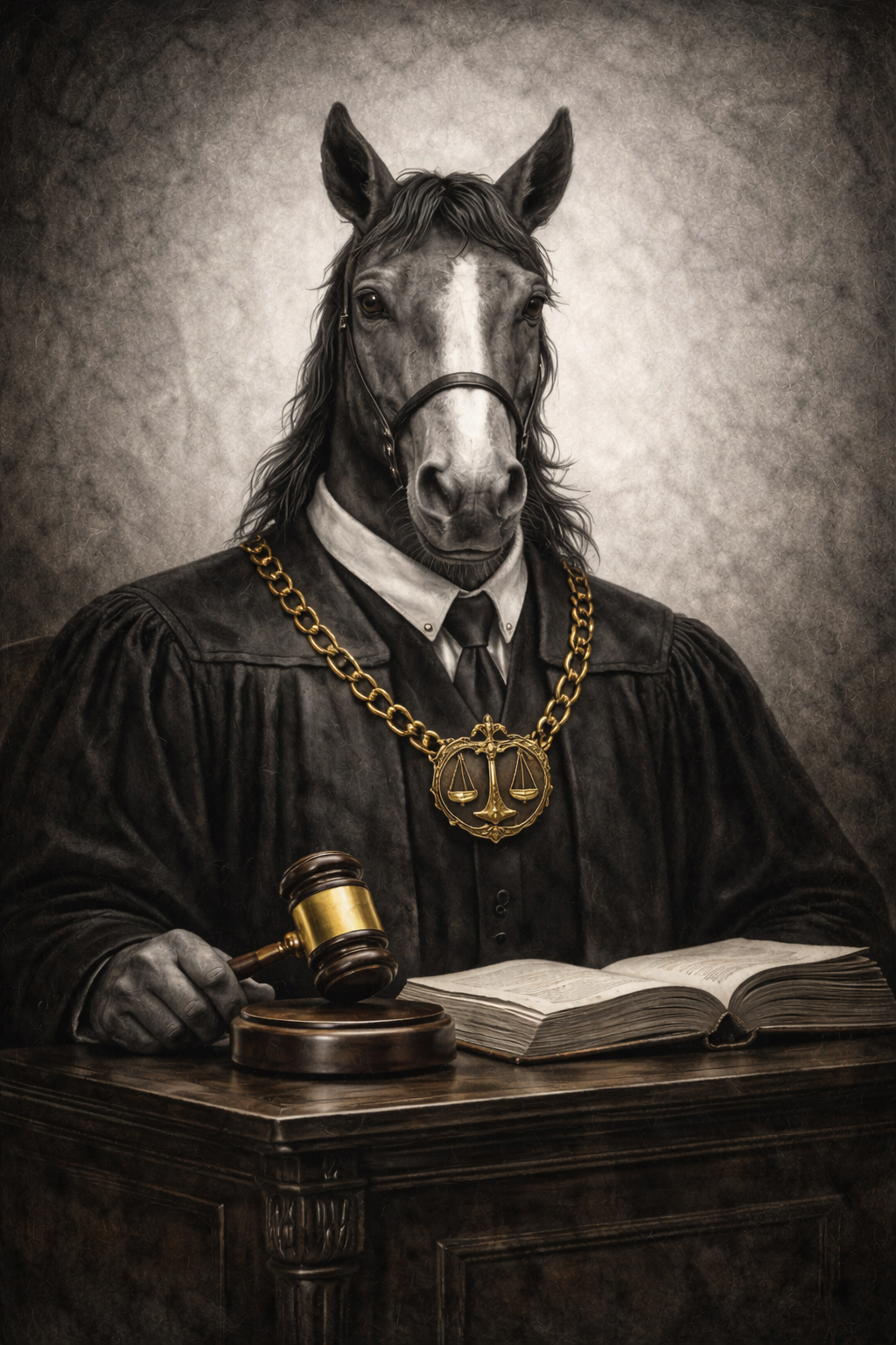 Tableau animal revisité cheval juge
