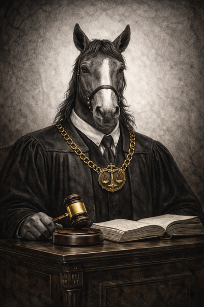 Tableau animal revisité cheval juge
