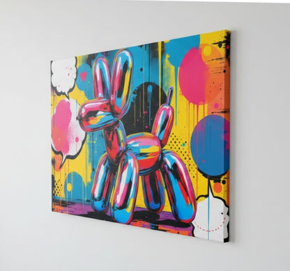 tableau chien ballon pop art chromé sur toile
