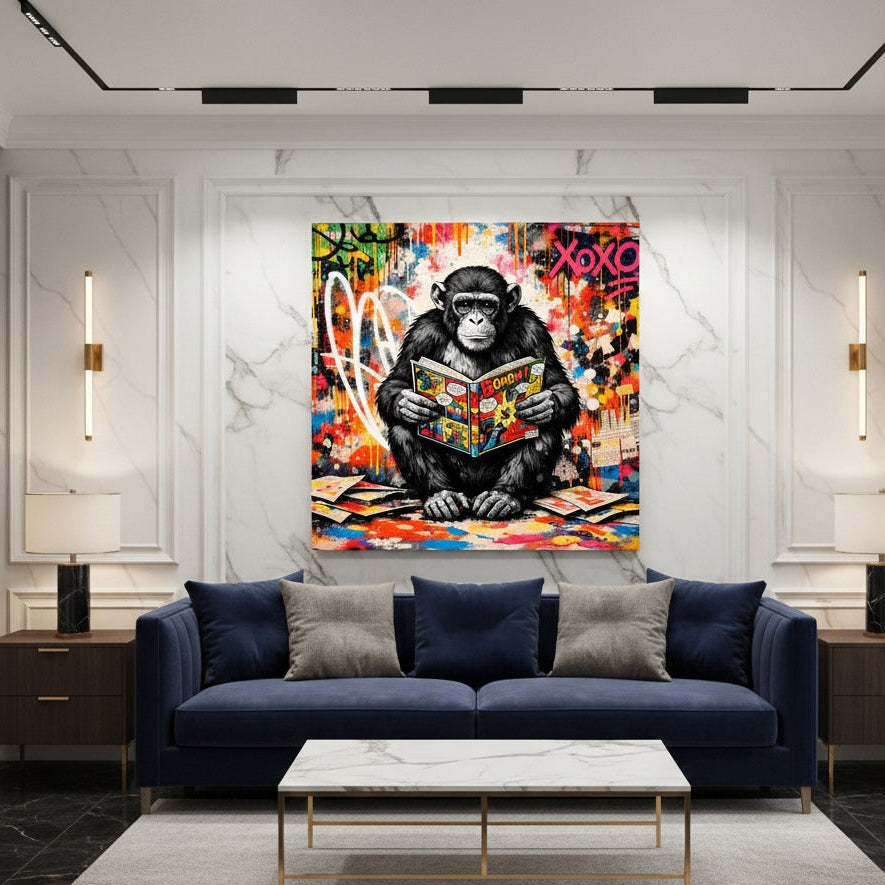 tableau moderne pop art design intérieur contemporain ambiance loft urbain créatif
