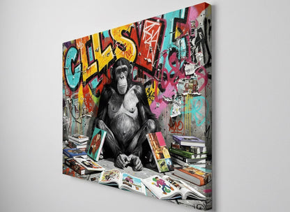 Tableau contemporain animal street art pour salon loft industriel
