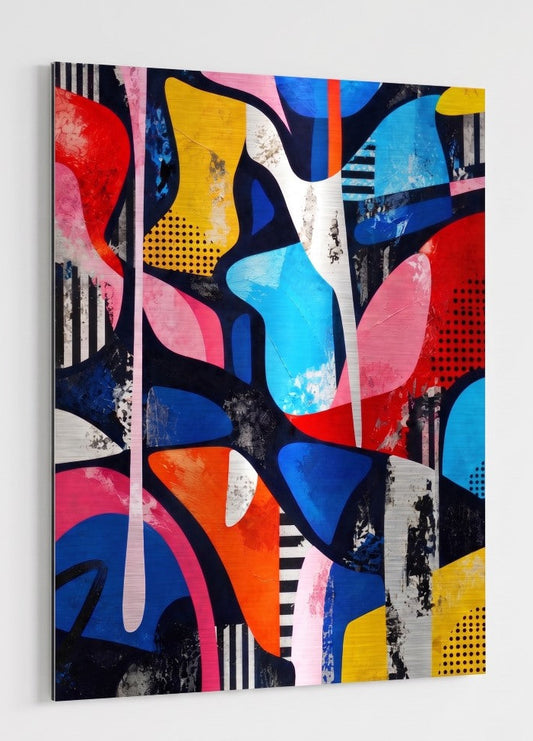 Tableau coloré Chromatic Pulse présenté dans un salon contemporain
