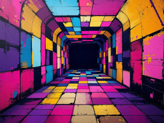 Tableau abstrait colore graphique vue de face
