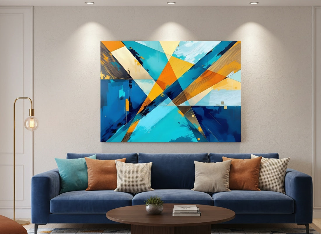 Vue rapprochée des formes abstraites contemporaines et contrastes chromatiques
