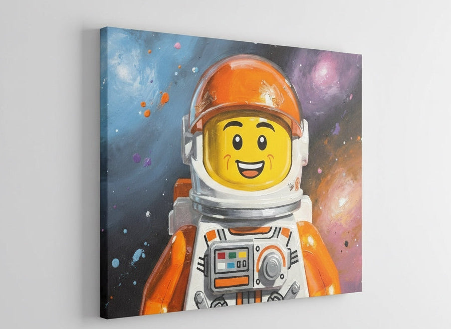 détail casque astronaute LEGO peinture texturée univers spatial nébuleuse
