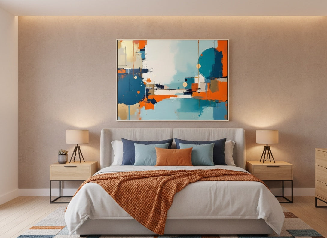 Création abstraite intégrée dans un intérieur moderne
