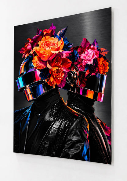 Tableau Daft Punk Floral Chrome imprimé sur aluminium
