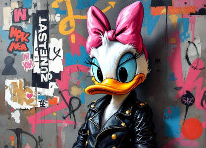 Tableau Daisy Duck graffiti pop culture décoration murale
