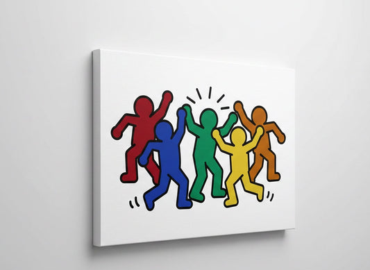 Toile pop art personnages vue de profil sur chassis entoile
