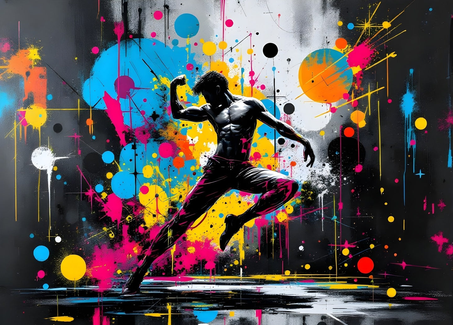 Tableau pop art danse urbaine en mouvement
