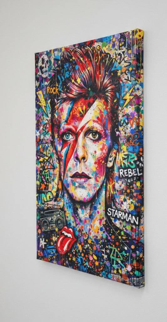 Portrait David Bowie pop art décoration murale moderne
