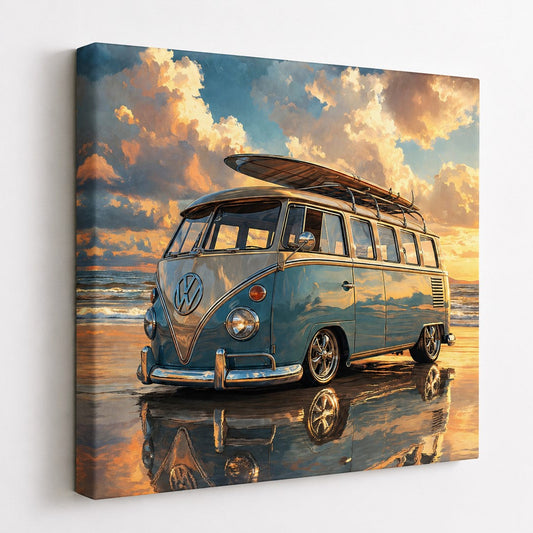 Décoration murale van Volkswagen bord de mer style surf et voyage lumineux

